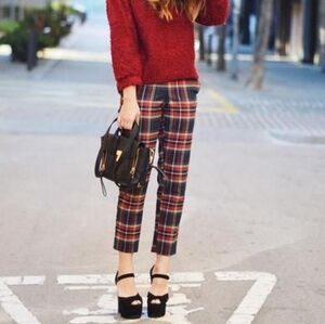 J. Crew Plaid Ankle Pants - Red, Blue, Yellow